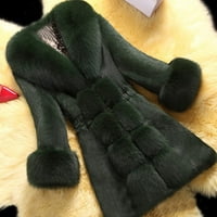 Guvpev Women Plus Veličina Zimska ured Lady Fauxr Cat kaput Ženska odjeća Tanka jakna - Army Green XL