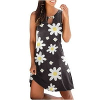 Proljetne haljine za žene Moda Vintage Crewneck Haljina bez rukava cvjetno tiskane mini kratke haljine