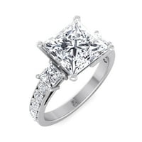 Meilani - Moissite Princess Cut Lab Diamond Angažman prsten sa sidestones