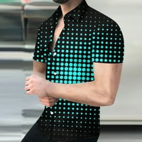Yanhoo Muške velike visoke majice rever kratki rukav up bluza Ljetna casual 3D tiskarski majica za odmor