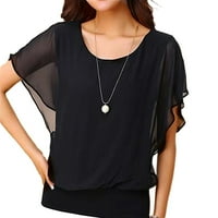 Elegantne ljetne ženske vrhove bluza s kratkim rukavima za slobodno vrijeme, majice crne xl