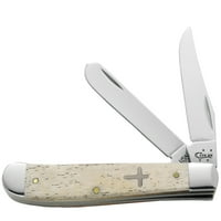 Nož za džepne karike Glatki prirodni kosti mini traper W Cross Shield
