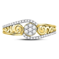 10k žuto zlato okruglo Diamond cvijet Clower Cluster Curl prsten CTTW