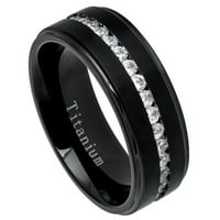Titanium bend Crni IP pozlaćeni četkica za sjajnu ivicu sa vječnim stilom CZS Vjenčani prsten za prsten