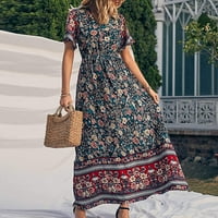 Feternal Dame Fashion Casual Etnička boemska tiskana odmorna kuća za odmor duga suknja duge haljine