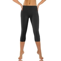 Ženske pune strugove ležerne pantalone za pantalone Yoga Spande Elastične hlače Capris Black XL