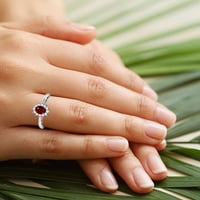 Gemsny Jul Rođenje - Četiri prongncess Diana nadahnula oval rubin halo prsten