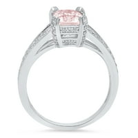 2.45ct smaragdni rez ružičasti simulirani dijamant 14k Bijelo zlato ugraviranje izjava bridalna godišnjica