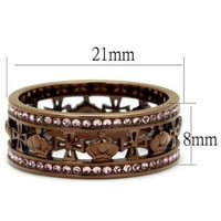 Luxe nakit dizajnira ženski IP Crni prsten od nehrđajućeg čelika sa kristalima sa svijetlim ružom -