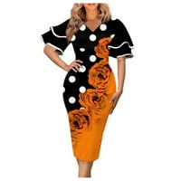 Ležerne haljine za žene Srednja duljina kratkih rukava od labavog plašta od vionice na narančastu 4xl