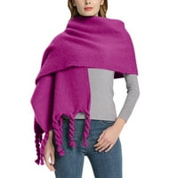 FVWitlyh svilena glava žene jesen zimski šal klasični tassel plairani šal toplo mekani veliki pokrivač