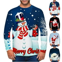 Gersome Muški božić 3D Print pulover Dukseri s dugim rukavima Crewneck Pulover bluza Lagane casual labave