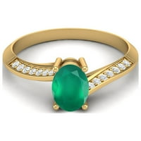 1. CTS ovalni zeleni učvršćeni srebrni zlatnik Vermeil Solitaire Accent Woman Halo Angažman prsten
