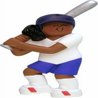 Softball ženka afričkog-američkog personaliziranog božićnog ukrasa Do-It-sami