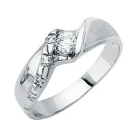 Čvrsti 14K bijeli zlatni prsten mens kubni cirkonijski CZ godišnjica vjenčanica veličine 10.5