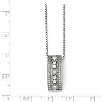 Bijelo srebrna ogrlica od sterlinga Bo s privjeskom kubičnom cirkonijom CZ