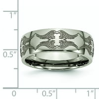 Muški polirani titanijski manjski uzorak okrugli rub vjenčani prsten