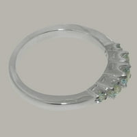 Britanci napravio 9k bijeli zlatni prirodni akvamarinski ženski rubni prsten - Opcije veličine - Veličina