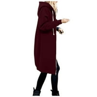 Tking modne žene topli patentni patentni zatvarač Otvoreni duksevi Dugi kaput jakna dugačak kaput vrhova