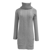 EFSTEB haljine za žene jeseni zimu nasukani pleteni šunky igle pulover kratki džemper haljina casual