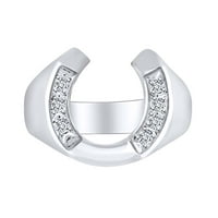 Očev day poklon 0. Carat okrugli oblik bijeli prirodni dijamantski potkov Lucky prsten za prsten u 14K