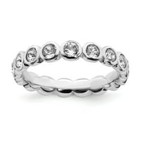 Sterling Silver Silver Spackies April Swarovski Veličina prstena: 6; za odrasle i tinejdžere; Za žene
