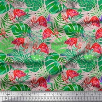Soimoi pamučna kambrička tkanina tropsko lišće i flamingo ptica za štampanje tkanine sa dvorištem