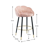 LucCalily Counter Visina bar stolice sa 2, baršunaste barske stolice sa leđima i nogama, modernim dizajnom