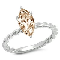 CT sjajan markiza Cleani simulirani dijamant 18k bijeli zlatni pasijans prsten sz 9.75