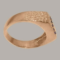 Britanska napravljena od 10k Rose Gold Prirodni ametist Muški prsten - Opcije veličine - Veličina 6.5
