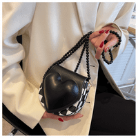 Ženska torbica za srce slatka torba u obliku srca u obliku srčana mini dame lančane ručke kvačila, crna-1