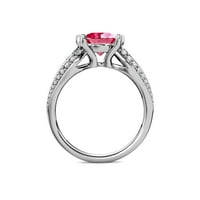 Pink turmalinski i dijamantni zaručni prsten 1. CT TW u 14k bijelo zlato.Size 9