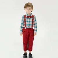 GUBOTARE TODDLER Little Boy Outfit Plaid Prints Torbe Top Hlače Child Dečiji Dječji gospodin Outfits,