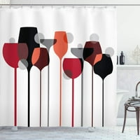 Zavjesa za tuširanje, apstraktne čaše pića Silhouettes točkice Theme Modern, Tkanina od tkanine Kupaonica