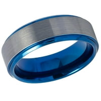 Muški ženski volfram vjenčani zaručni prsten za angažman plavi IP pobuna ivice ivica metalni brušeni