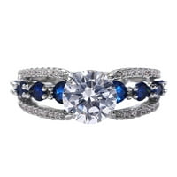 Hanxiulin Hollow Blue Circon prsten Elegantni prsten za rhinestone safir nakit za prstenje žene Modni