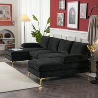 UBESGOO Moderni i savremeni presjek kauč, u obliku crvenilne tkanine sa dvostrukim reverzibilnim ležaljkama,