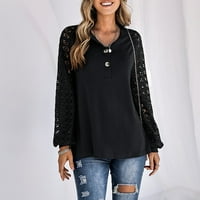 Ženska modna casual solidna boja dugačak rukav sa laganim majicama, pulover za bluzu za žene
