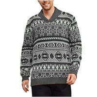 jsaierl muški božićni ružni džemper pleteni šal grafički grafički gornji dugi rukav slatki duks pulover