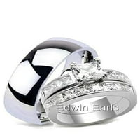Njegov i njen vjenčani prsten set venčani prstenovi od nehrđajućeg čelika