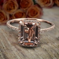 Ograničena prodaja vremena: 1. Carat breskva ružičasta 7x smaragdni rez morgatit dijamantski moissitni zaručni prsten sa 18K zlatnim oblogom