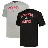 Muški profil Black Heather Siva Atlanta Braves Big & visoka majica Combo Pack