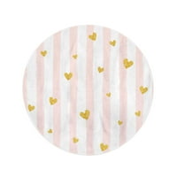 Okrugli ručnik za plažu pokrivač ružičasti uzorak Zlatno srce konfete na prugastom crveno ljubavno putni