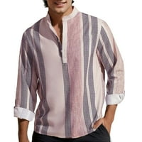 Ležerne košulje za haljine Muške modne labave dugih rukava sa ovratnikom Striped Dugme spušten majica