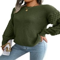 Kelajuan ženski džemper sa dugim rukavima, okrugli izrez labav fit pleteni pulover, ležerni jednostavni