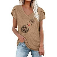 Plus veličine za žene Ljetne majice Casual Petal kratki rukav bluze V izrez T majice Sunflower Graphic
