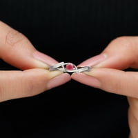 Okrugli ruby ​​Solitaire bajpasni prsten za žene, srebrna srebra, SAD 7,00