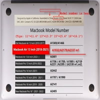Kaishek Hard Shell poklopac za MacBook Air S + crni poklopac tipkovnice Model M1 A2179 A1932, USB tipa