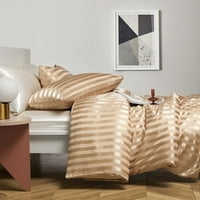 Luksuzan satenski trak Twin Duvet Poklopac set zlatnog svilenkaste posteljine od mikrovlakana za posteljinu
