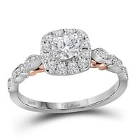 Ženska solidna 14KT dvotonski zlatni okrugli dijamantni solitaire mladenski vjenčani prsten za vjenčanje